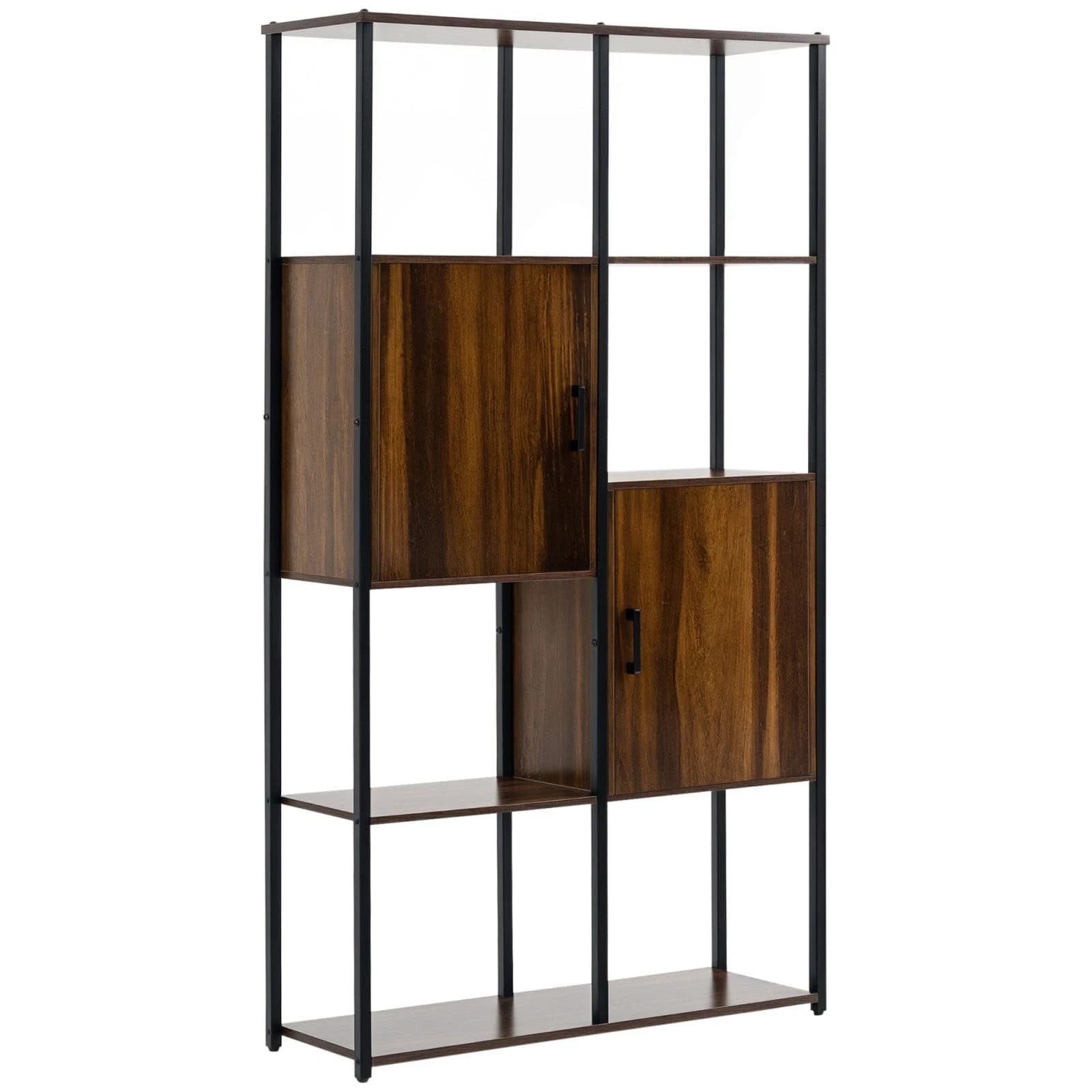 Libreria Industriale con 4 Ripiani e 2 Armadietti Nero Marrone 90x30x159.5cm HOMCOM | Dimensioni 100.00 × 40.00 × 20.00