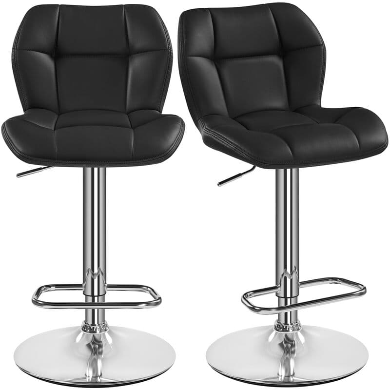 Etres Set 2 Sgabelli Bar Alti Cucina Altezza Regolabile Moderni Design in Similpelle con Schienale a Conchiglia Poggiapi