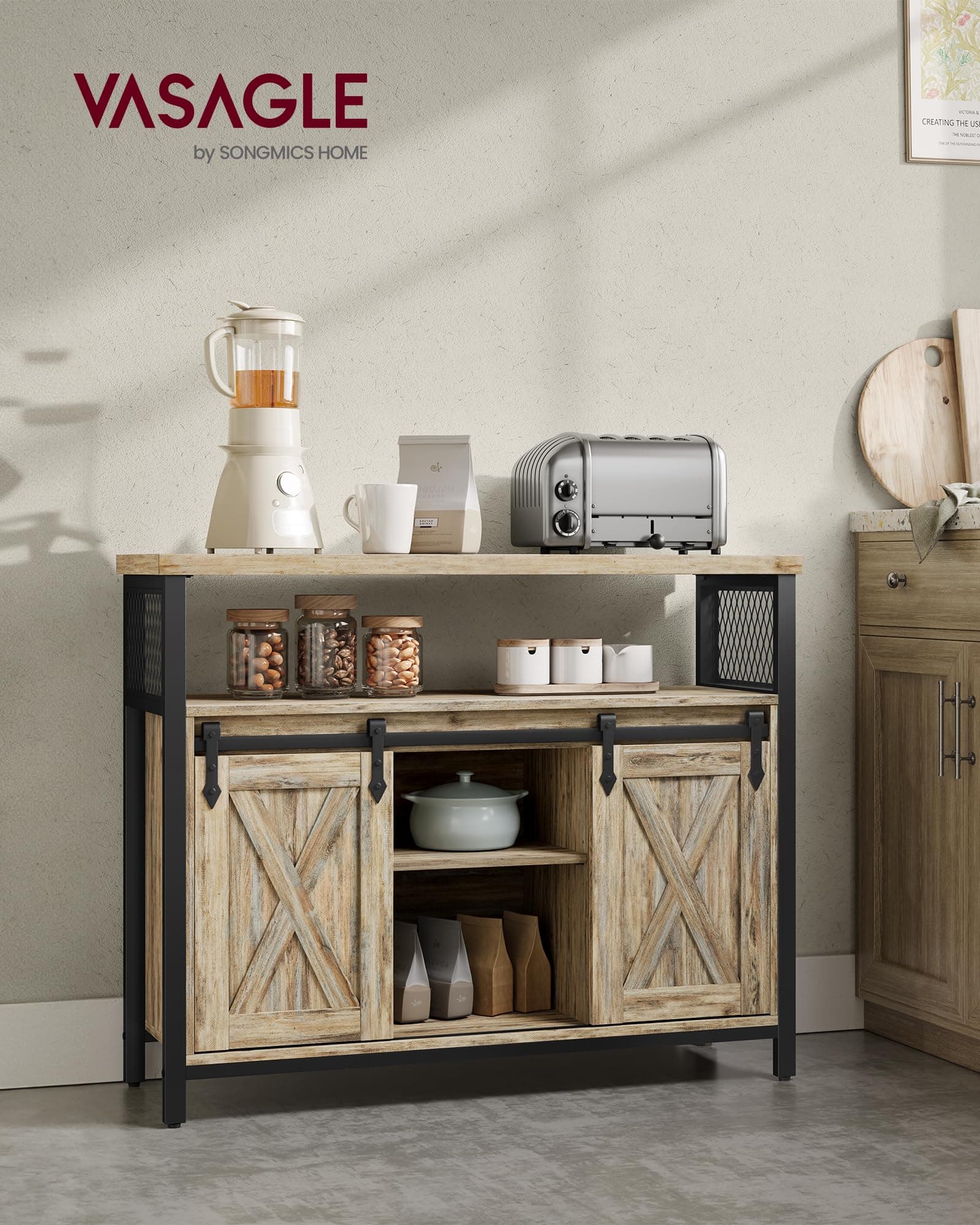Credenza con 2 ante scorrevoli stile country