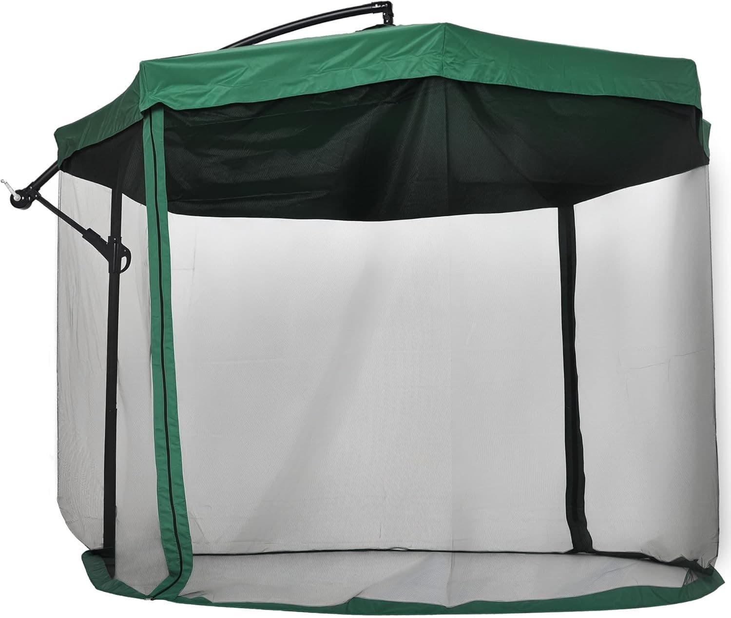 Outsunny 84D-204V01CG Ombrellone Decentrato da Giardino 3 x 3 m con Zanzariera, Apertura a Manovella, Rotazione 360°, Te
