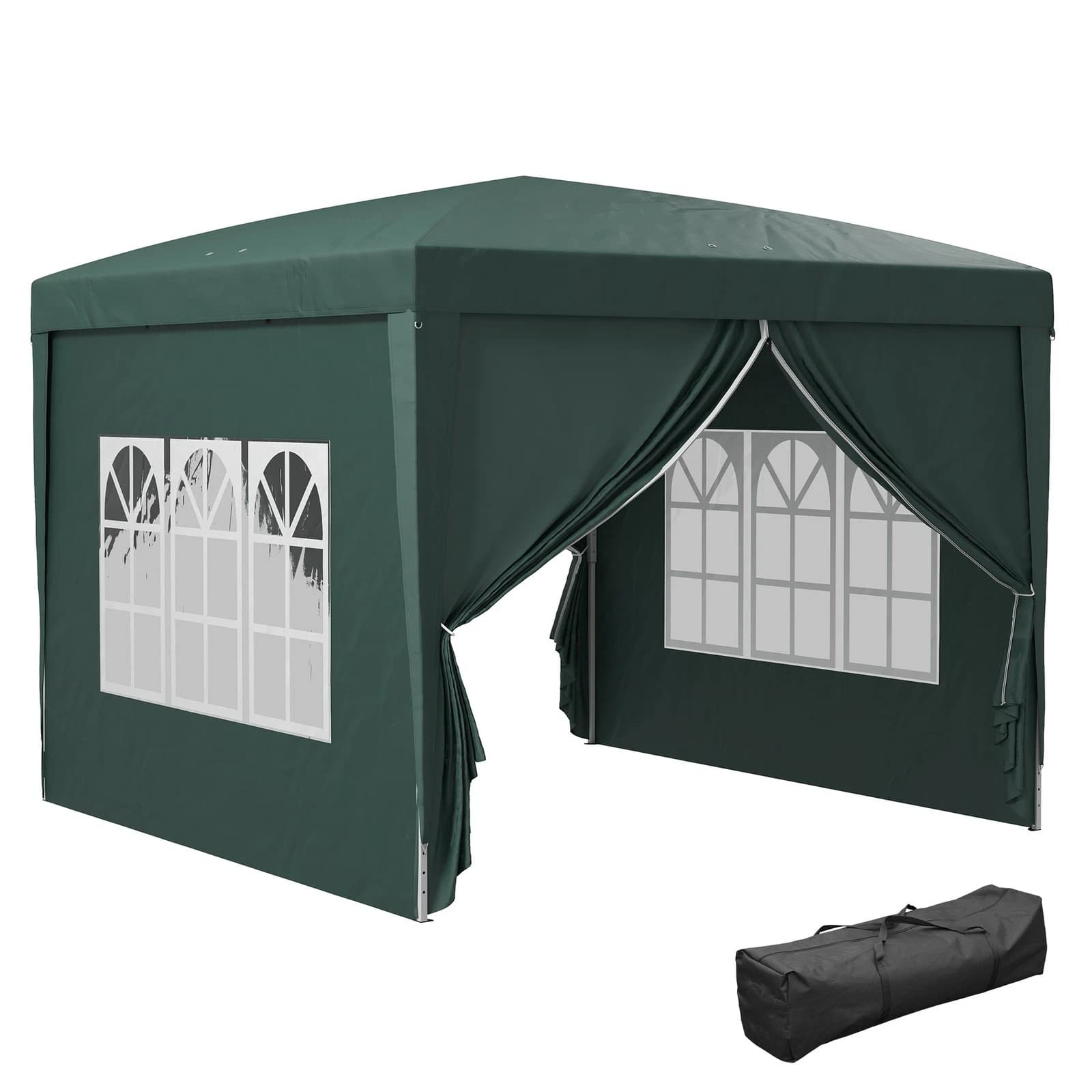 Outsunny 84C-430V00GN Gazebo Pieghevole da Giardino 3×3 m Verde, Struttura in Acciaio e Telo Oxford Resistente ai Raggi