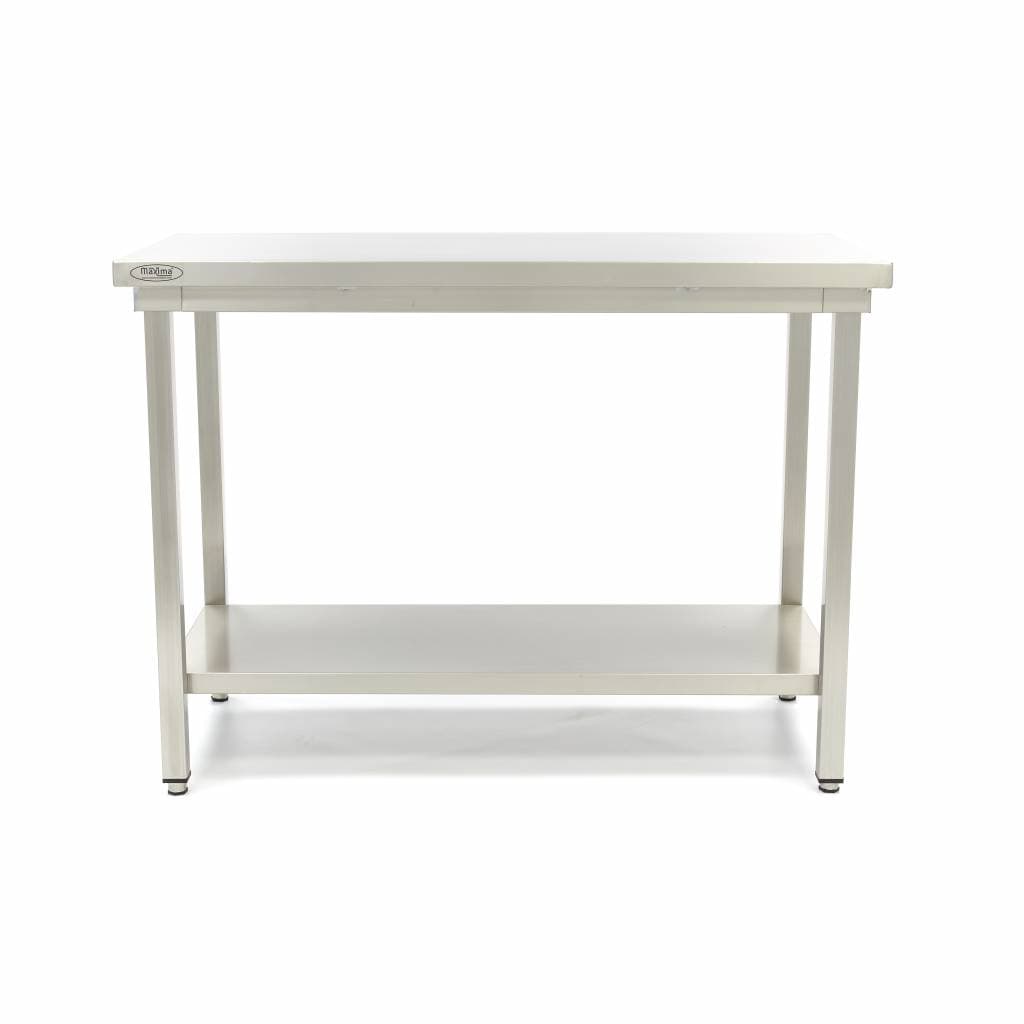 Maxima 09364018 Tavolo da Lavoro Professionale in Acciaio Inox, 180 x 70 x 90 cm, Piano Rinforzato con Portata 150-200 k