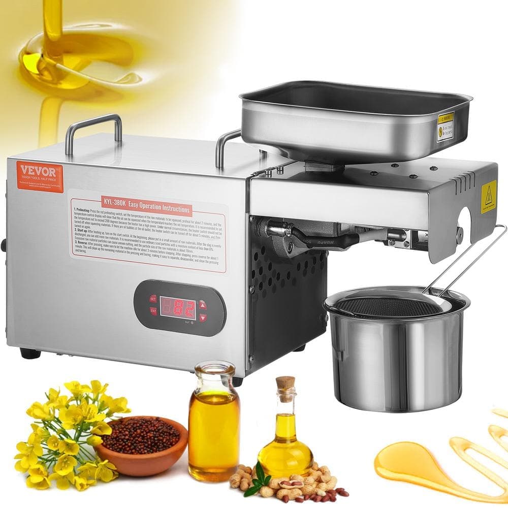 Etres Pressa Elettrica Automatica per Olio da 850 W in Acciaio Inox, Temperatura Regolabile da 0 a 300 °C, Estrattore a