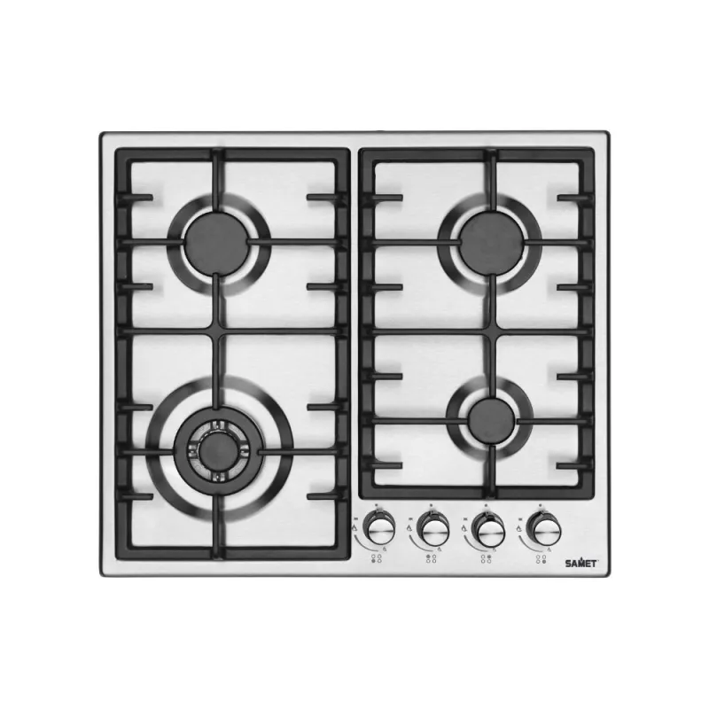 Piano cottura Efesto Inox 4 fuochi Samet Piano cottura in acciaio inossidabile. Bruciatore wok: 1x3,80 kw. Bruciatore se