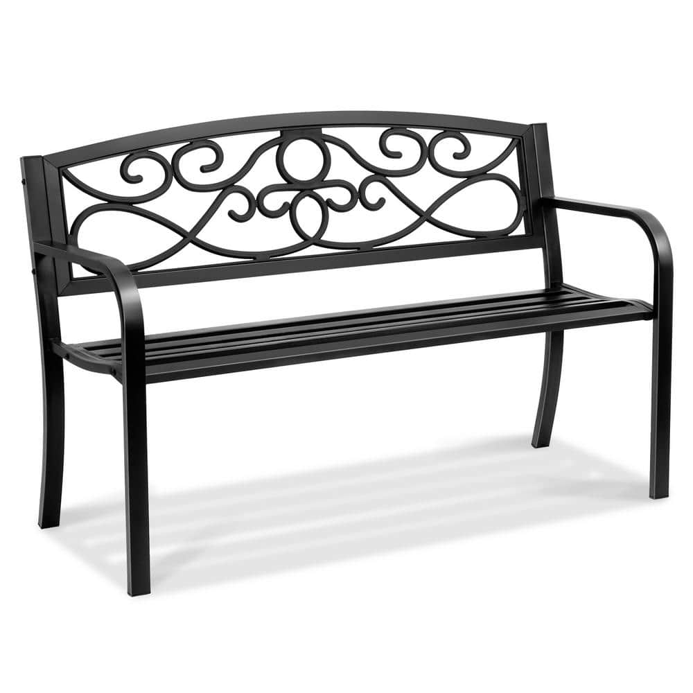 Panchina da Esterno da 52,7 x 127 x 81,8 cm Panchina da Giardino in Metallo per Esterni, Capacità di Carico di 250 kg Pa