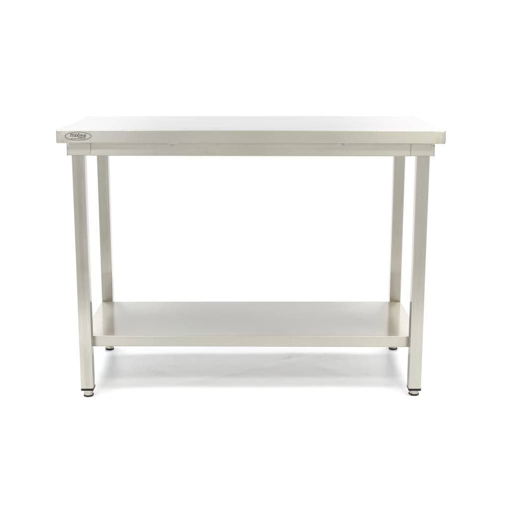 Maxima 09300965 Tavolo da Lavoro Professionale Deluxe in Acciaio Inox con Ripiano Inferiore, Piano Rinforzato da 160 x 6