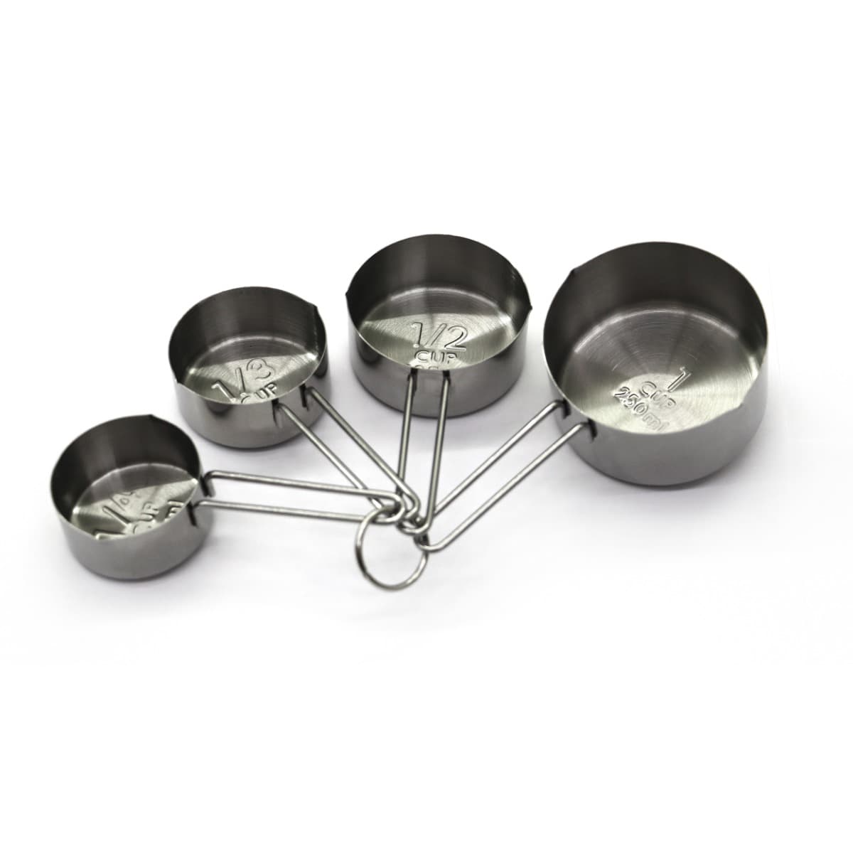Maxima 09367900 Set Professionale di 4 Misurini in Acciaio Inossidabile da 60, 80, 125 e 250 ml, con manico e beccuccio