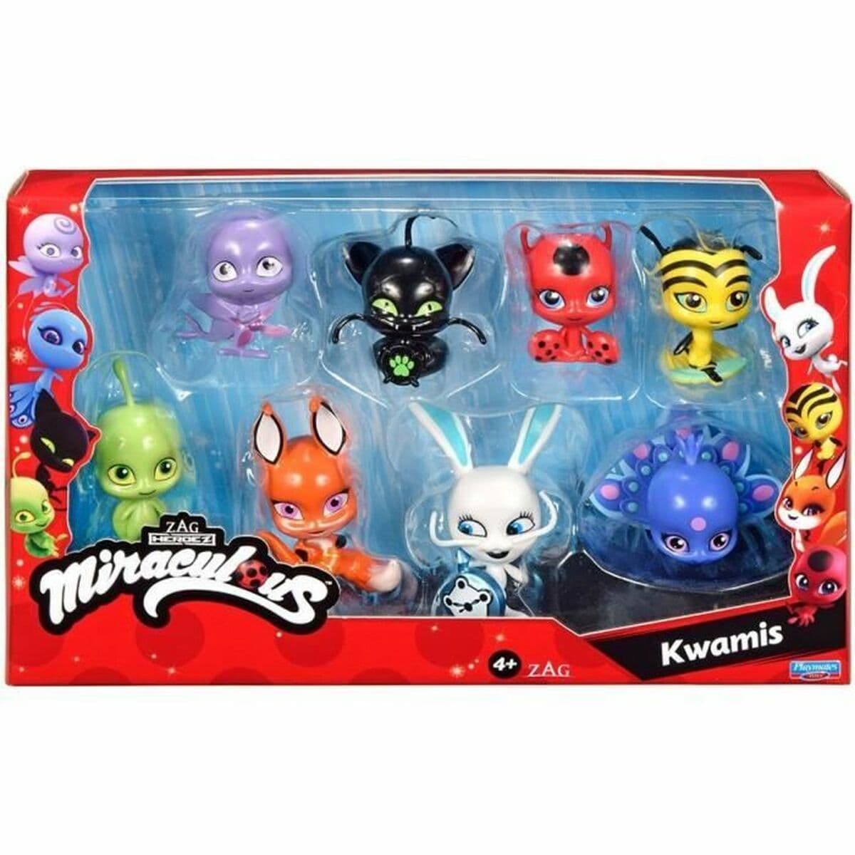 Bandai Miraculous Pack 8 Figurine Kwami da Collezione, Mini Personaggi Magici della Serie Animata Ladybug con Tikki, Pla
