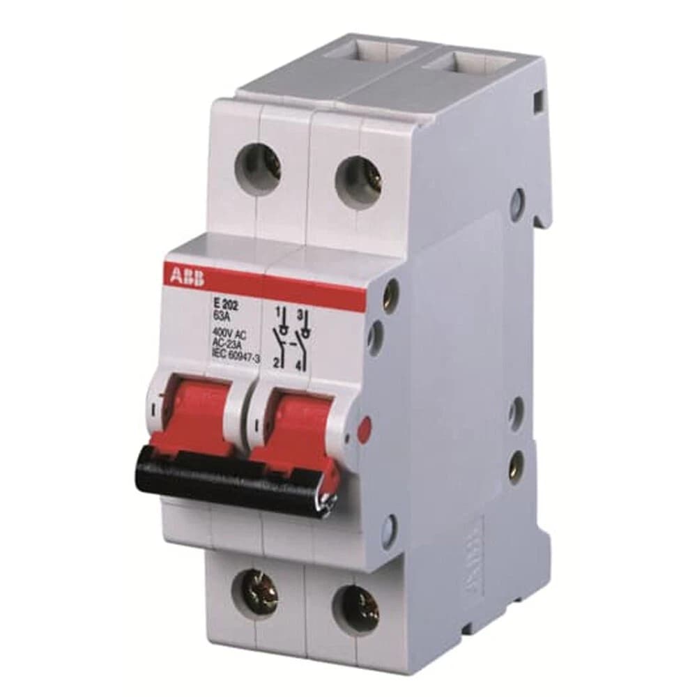 ABB E202/32G 2CDE282001R1032 Interruttore Sezionatore Bipolare 2P da 32 A, Tensione 400 V AC, Installazione Modulare su
