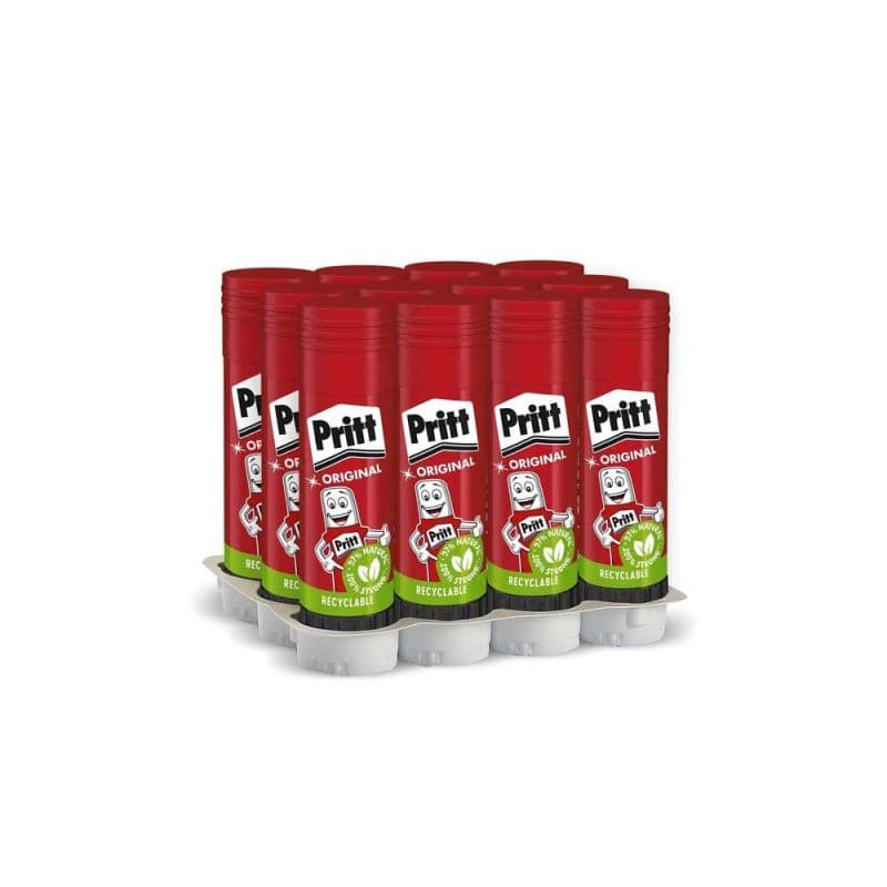 Pritt Colla Stick Originale 22 g, Confezione 12 Pezzi, Adesivo per Carta e Cartoncino Senza Solventi e PVC, Formula con